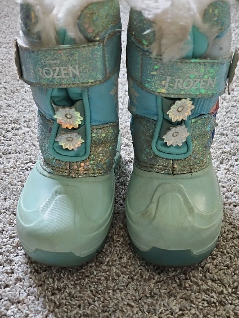 Disney Frozen Aqua Girls Snow Boots with Elsa & Anna